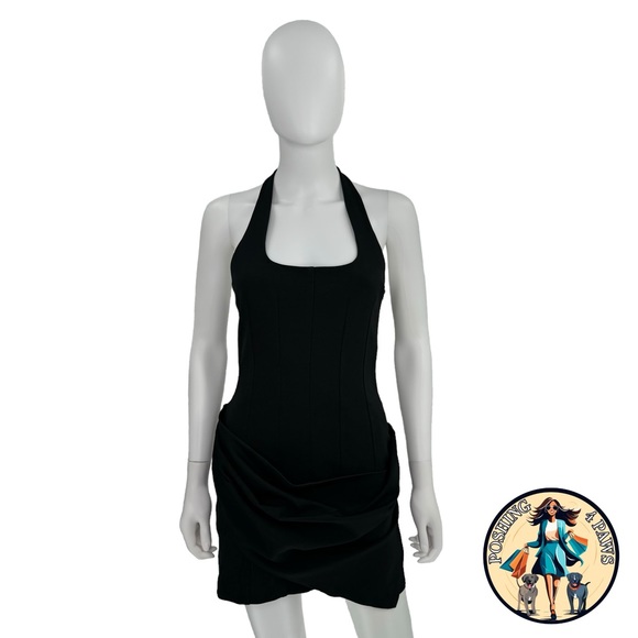 SIMKHAI Luminita Wrap Front Formal Stretch Jersey Mini Dress in Black Size 6 - Picture 6 of 14